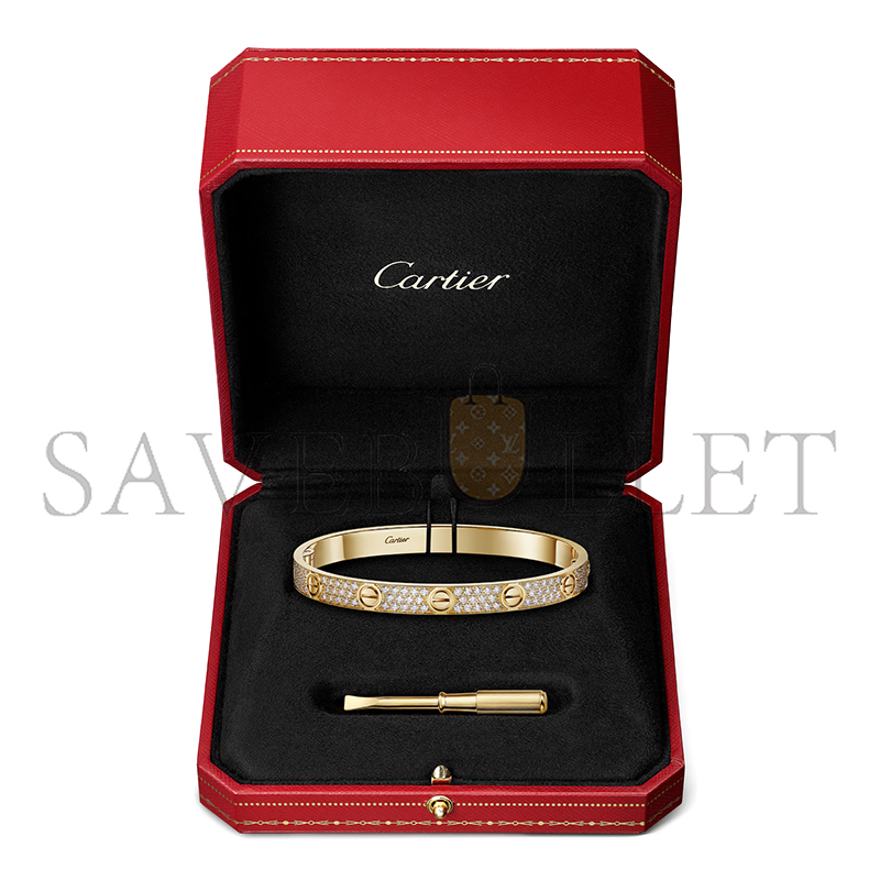 CARTIER LOVE BRACELET, CLASSIC MODEL, PAVED, 10 DIAMONDS N6727317